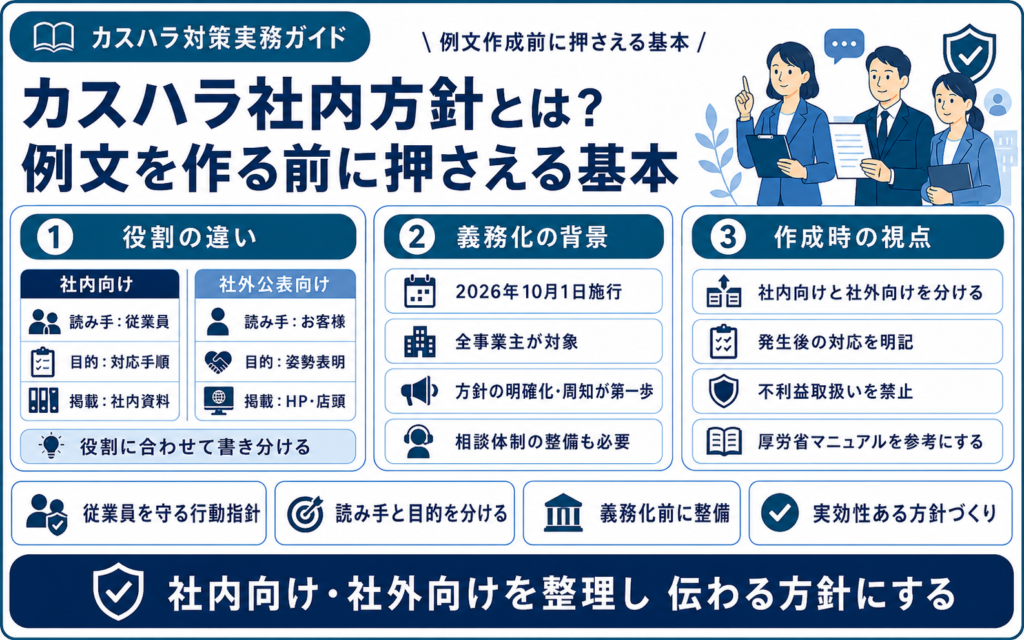 カスハラ社内方針とは?例文を作る前に押さえる基本