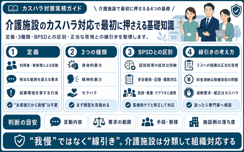 介護施設のカスハラ対応で最初に押さえる基礎知識