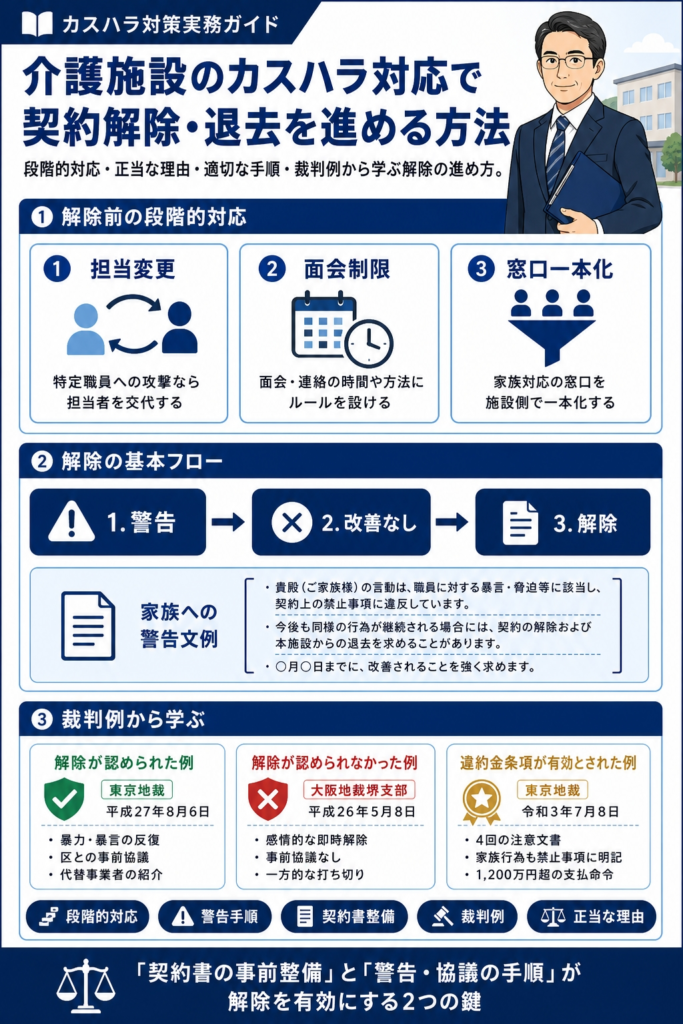 介護施設のカスハラ対応で契約解除・退去を進める方法