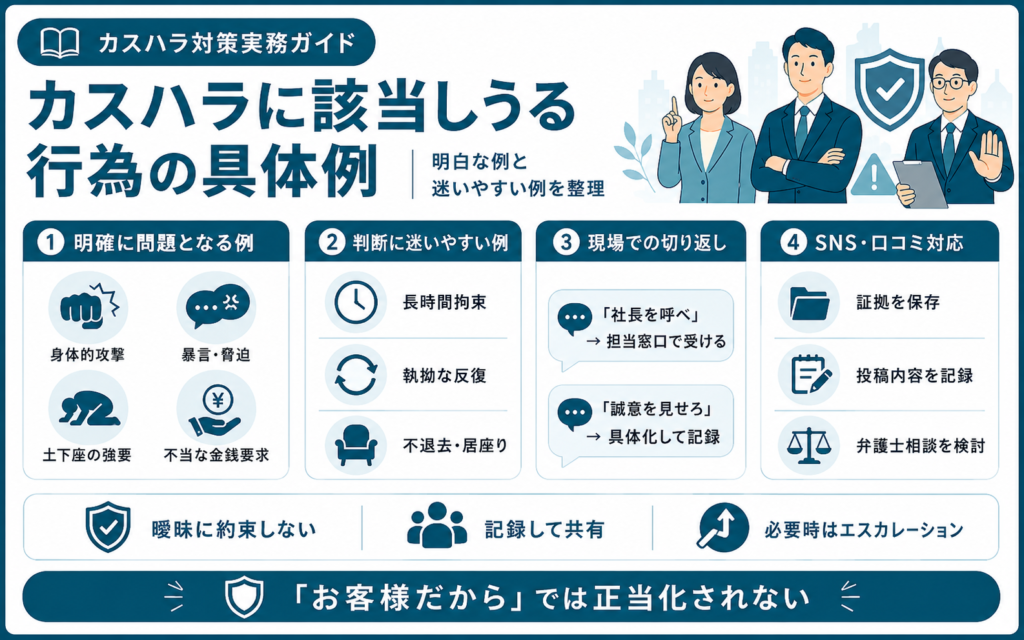 カスハラに該当しうる行為の具体例