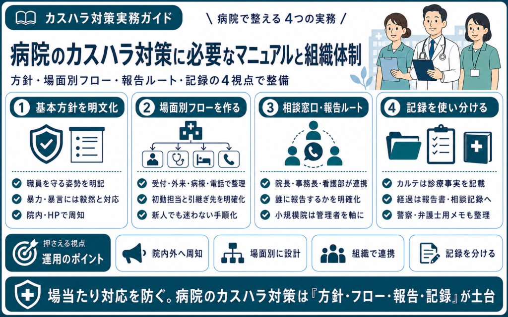 病院のカスハラ対策に必要なマニュアルと組織体制