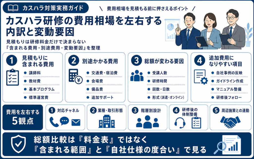 カスハラ研修の費用相場を左右する内訳と変動要因