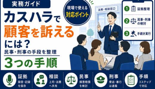 カスハラで顧客を訴えるには？民事・刑事の手段と進める3つの手順