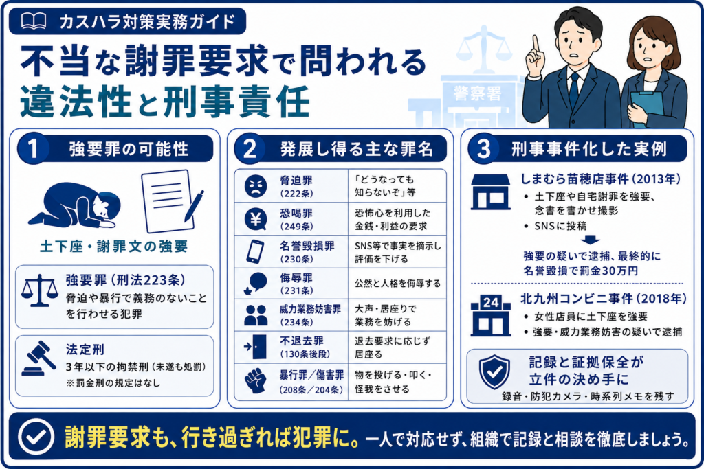 不当な謝罪要求で問われる違法性と刑事責任