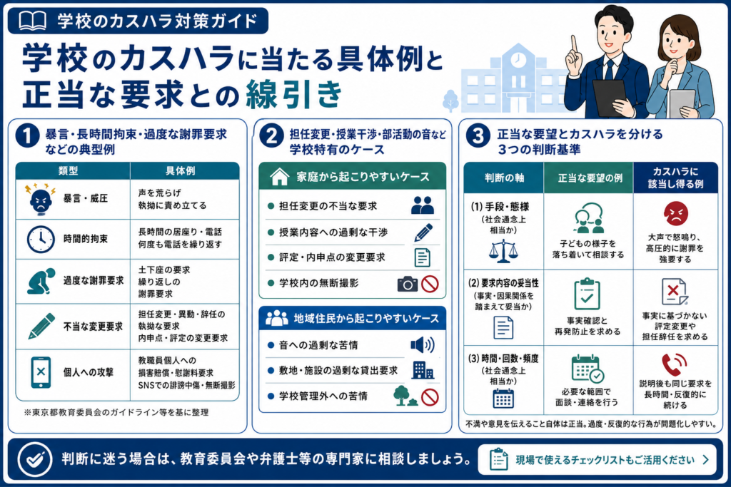 学校のカスハラに当たる具体例と正当な要求との線引き
